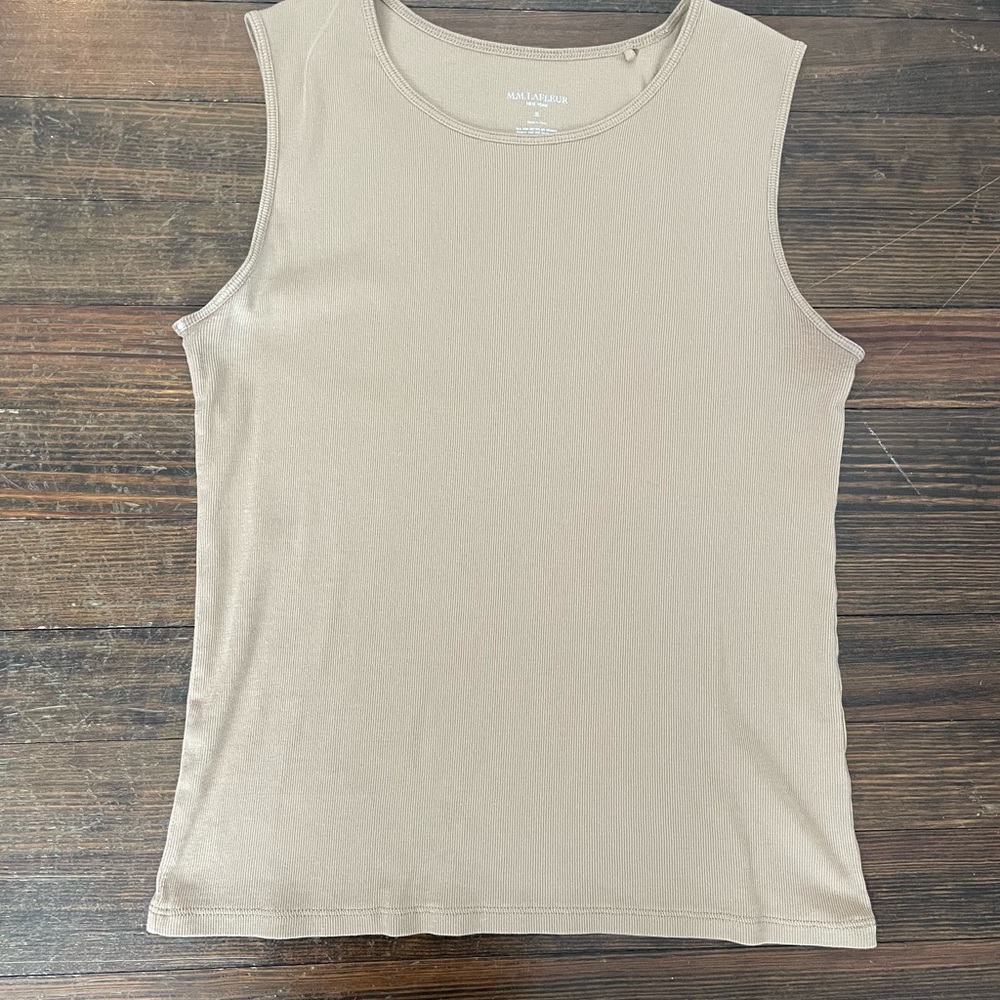 MM Lafleur Taupe Camel Color Tank Top Ribbed Pima Cotton - The Paige Tank
